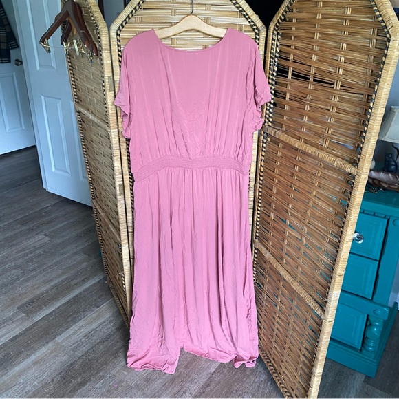 Torrid dusty Pink mauve Maxi Dress with Pleated Flutter Sleeves plus size 3X - Picture 9 of 11